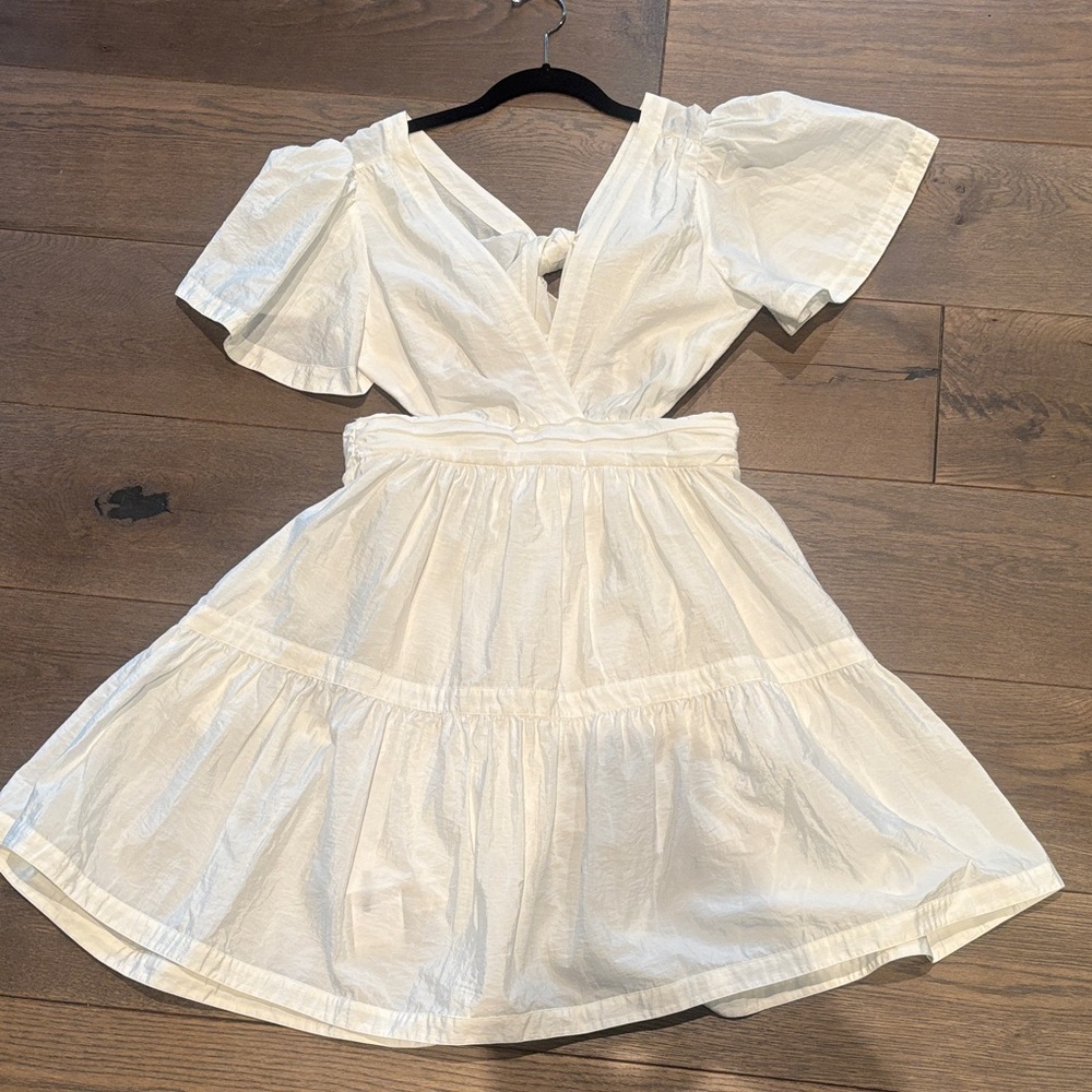 cinq a sept white dress with blush label detail